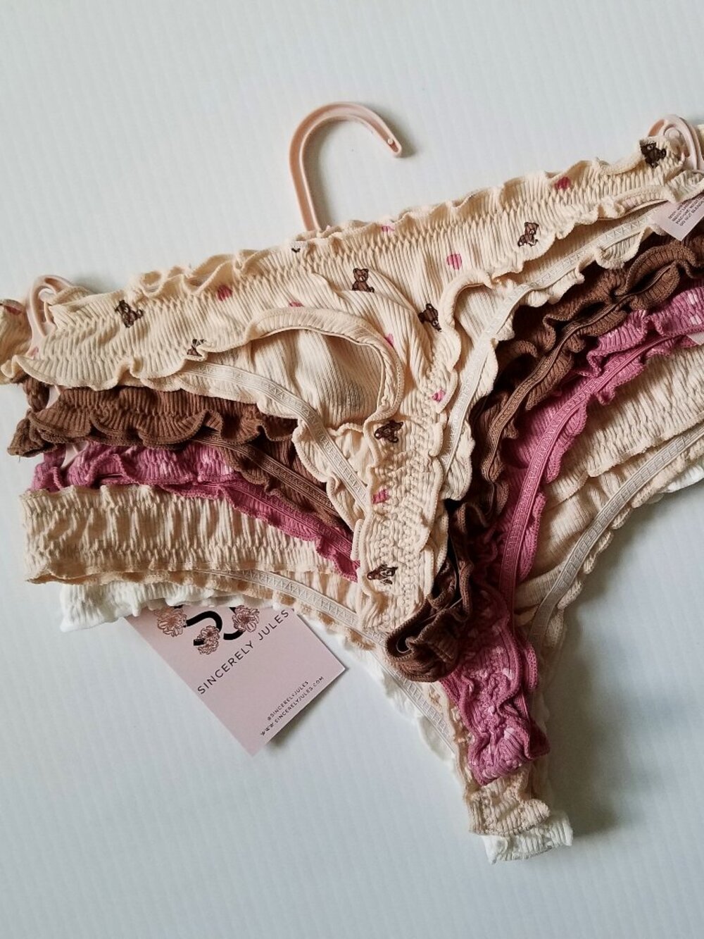 NWT Sincerely Jules Ruffled Panties 5 Pack Thong Sz. S - Picture 2 of 2